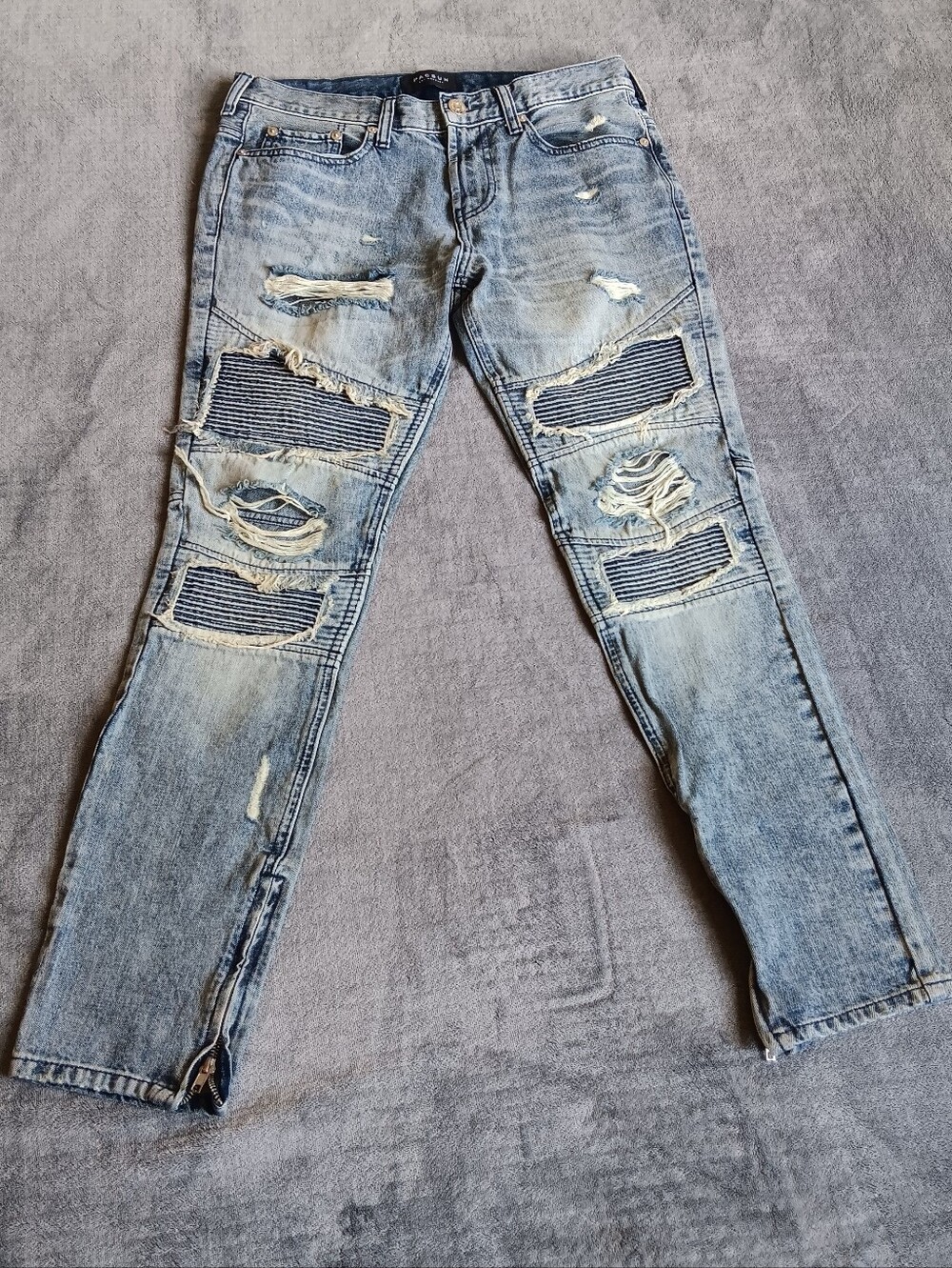 Mens 30x30 Vertical Stretch Stacked Skinny Jeans, Distressed Light Blue, Pacsun
